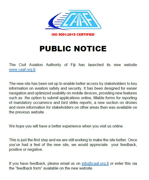 Public Notice - New CAAF Website
